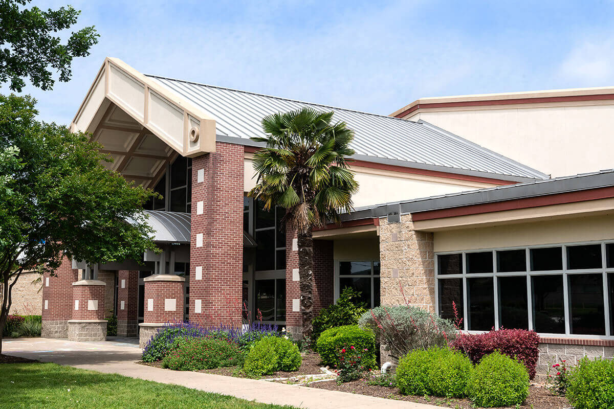 Exterior of the 55,000 sq ft Clay Madsen Recreation Center